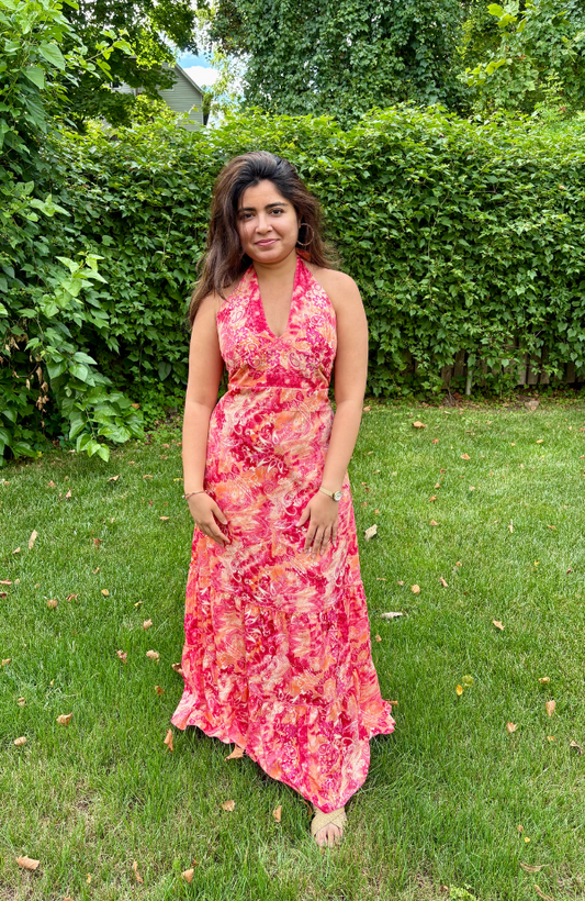 YUZU PINK HALTER DRESS