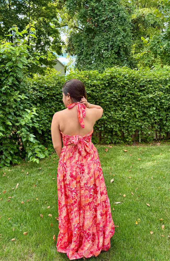 YUZU PINK HALTER DRESS