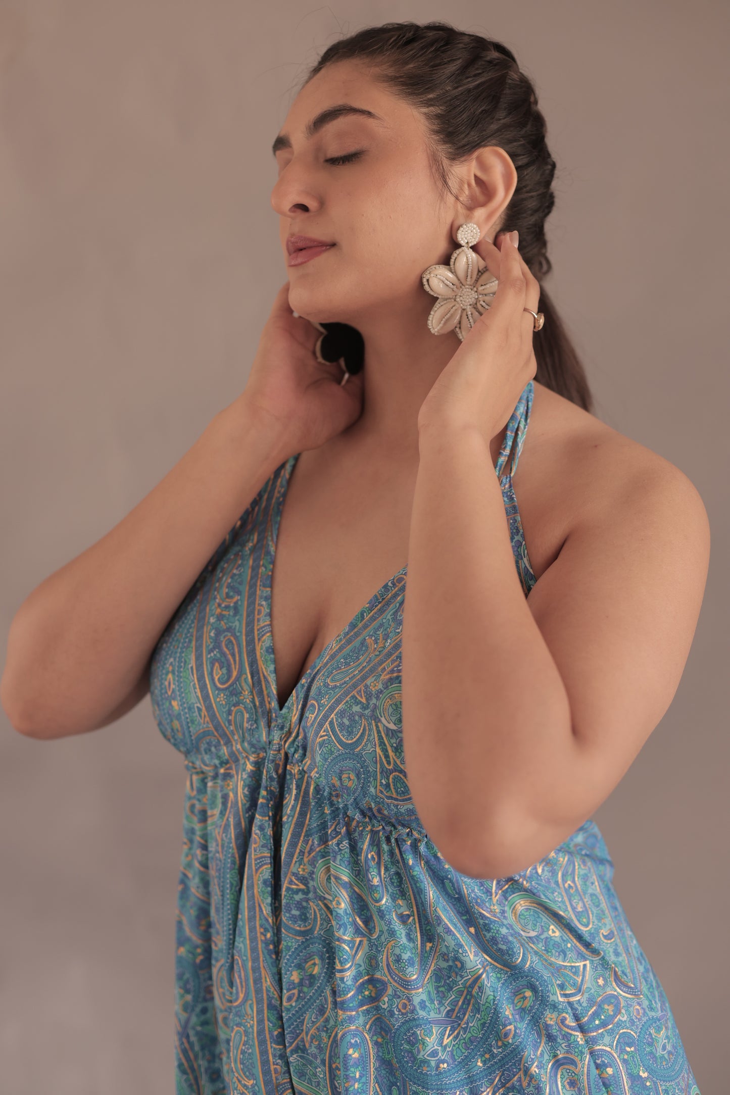BLUE MIRAGE HALTER DRESS