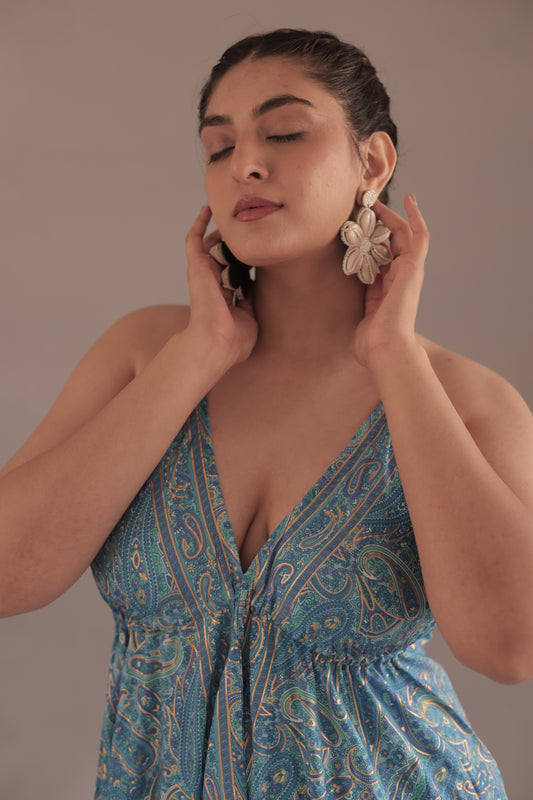 BLUE MIRAGE HALTER DRESS