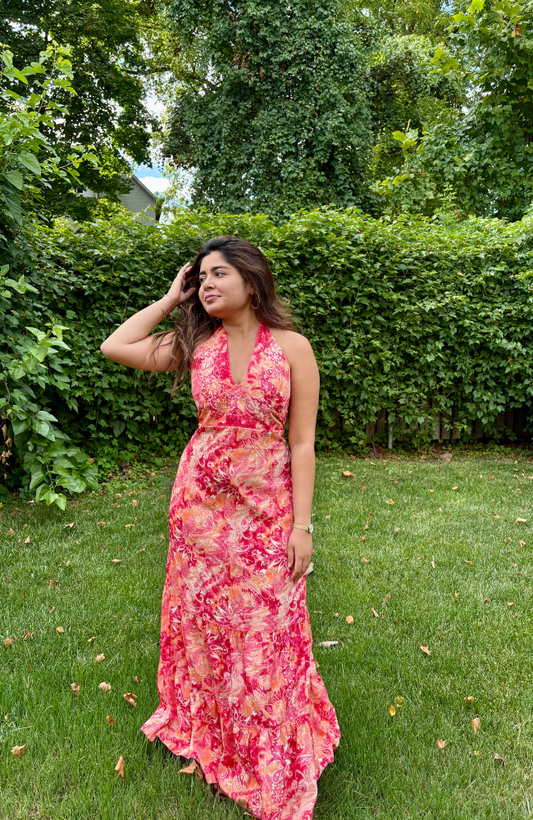 YUZU PINK HALTER DRESS