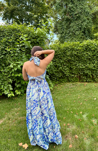 BELINDA BLUE HALTER DRESS