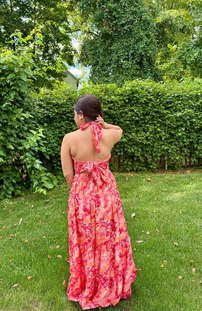 YUZU PINK HALTER DRESS